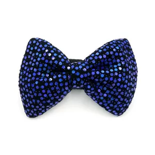 Brokatowa niebieska muszka dla psa; karnawałowa sylwestrowa disco party cekiny kokarda Psiakrew - Ubranka dla psów - miniaturka - grafika 1