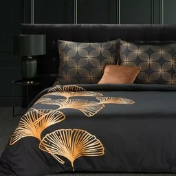 Eurofirany Pościel satynowa 160x200 Victoria 10 czarna złota liście geometria Limited Collection - Pościel Eurofirany Pościel satynowa 160x200 Victoria 10 czarna złota liście geometria Limited Collection - Pościel - miniaturka - grafika 1
