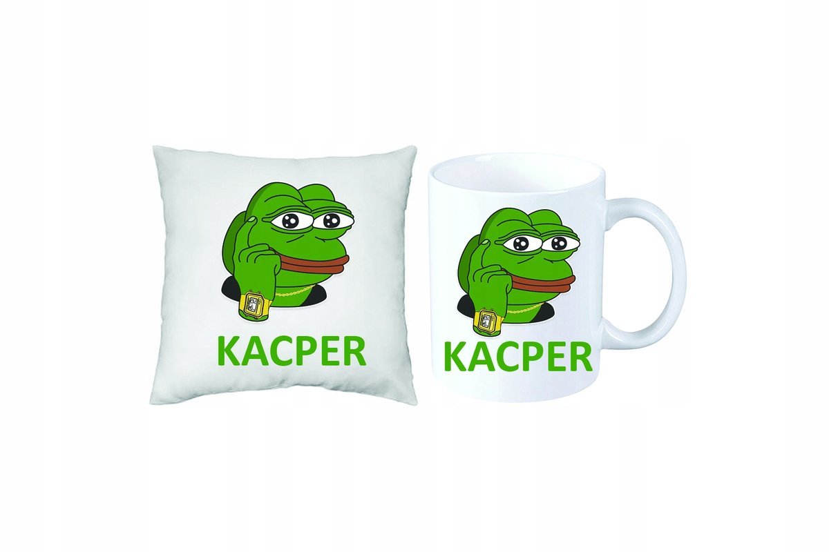 ZESTAW PREZENT PODUSZKA + KUBEK ŻABA PEPE ŚMIESZNE