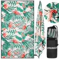 Ręczniki - Ręcznik szybkoschnący, kompaktowy 90x180 cm mikrofibra, na plaże, kemping, kwiaty, liście - miniaturka - grafika 1