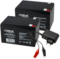 Baterie do zasilaczy awaryjnych UPS - 2x Akumulator żelowy XTREME 12V 15Ah + ładowarka 82-217# / BAT1149 - miniaturka - grafika 1