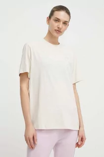 Koszulki sportowe damskie - New Balance t-shirt bawełniany damski kolor beżowy - grafika 1