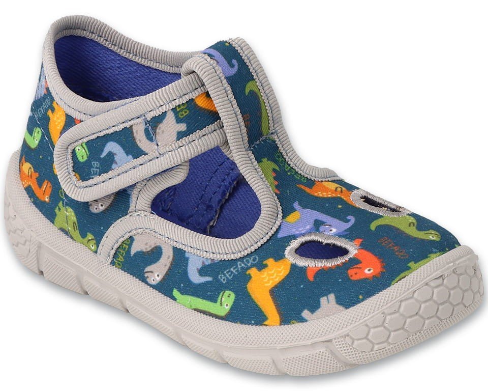 Kapcie dziecięce chłopięce domowe na rzepy granatowe Befado 630P019-22