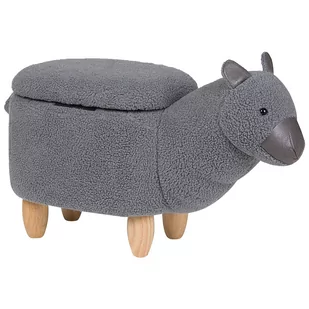 Beliani Pufa zwierzak ze schowkiem szara ALPACA - Taborety i hokery - miniaturka - grafika 1