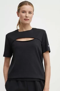 Koszulki sportowe damskie - Champion t-shirt bawełniany damski kolor czarny 117348 - grafika 1