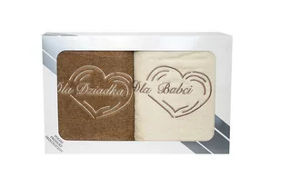 Komplet ręczników w pudełku 2 szt 70x140 Dla Babci i Dziadka kremowy beżowy - Ręczniki - miniaturka - grafika 1