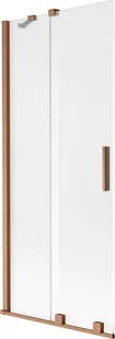 Mexen Velar parawan nawannowy 2-skrzydłowy rozsuwany 85 x 150 cm, szron, miedź szczotkowana - 896-085-000-31-65 - Parawany nawannowe - miniaturka - grafika 1