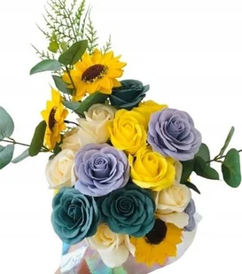 Kwiaty Mydlane W Doniczce Stroik Bukiet Na Prezent Upominek Urodziny Box - Sztuczne kwiaty - miniaturka - grafika 1