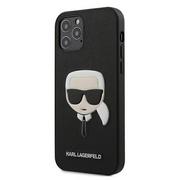 Etui i futerały do telefonów - Karl Lagerfeld KLHCP12LSAKHBK iPhone 12 Pro Max 6,7" czarny/black hardcase Saffiano Ikonik Karl s Head - miniaturka - grafika 1