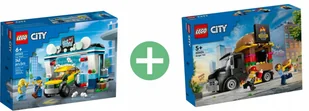 LEGO City 60362 Myjnia samochodowa + LEGO City Ciężarówka z burgerami 60404 - Klocki - miniaturka - grafika 1