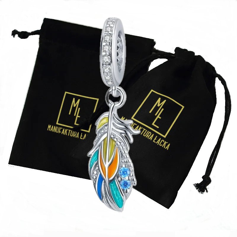 Zawieszka charms pióro piórko prezent 925 celebrytka damska manufaktura łącka