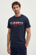 Koszulki męskie - Helly Hansen t-shirt bawełniany kolor granatowy wzorzysty - miniaturka - grafika 1