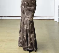 Spódnice - Spódnica w kwiaty maxi - Khaki S - miniaturka - grafika 1