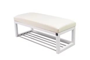 Ławka na buty LPG-4 140cm EMRAWOOD drewno lite kolor biały siedzisko gładkie ekoskóra kolor biały - Ławki do przedpokoju - miniaturka - grafika 1