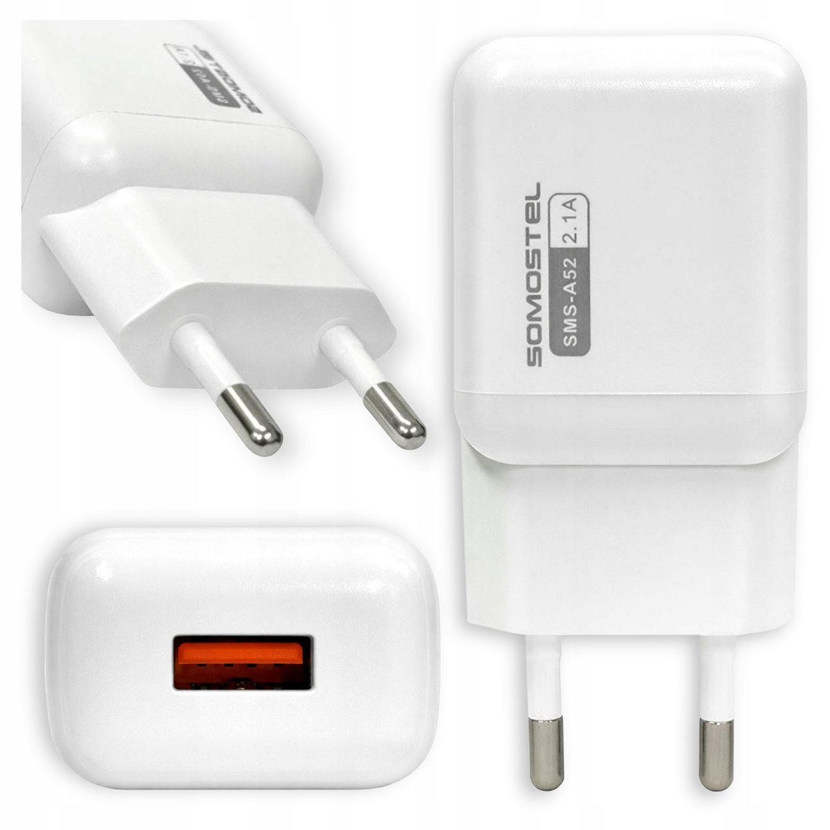 Ładowarka Sieciowa Usb A 5V 2.1A 10W Uniwersalna Outdoor Kostka Lekka Biała