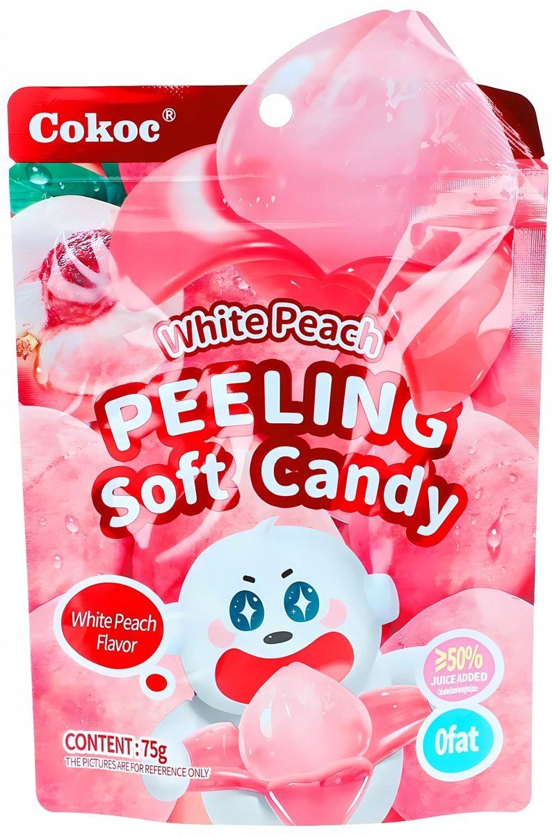 Cokoc Peeling Soft Candy White Peach Obieralne Żelki Białe Brzoskwinie 75g