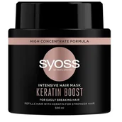 Maski do włosów - Syoss, Intensive hair mask keratin boost, Intensywnie regenerująca maska do włosów bardzo łamliwych, 500 ml - miniaturka - grafika 1