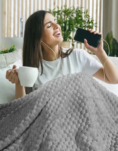 Koc 70 x 160 Flanelowy Design Cindy6 Srebrny - Koce - miniaturka - grafika 7