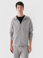 Bluzy sportowe męskie - Męska bluza dresowa rozpinana z kapturem 4F 4FRAW24TSWSM1820 - szara - miniaturka - grafika 1