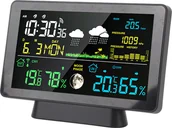 Stacje pogodowe - Cyfrowy zegar pogodowy do domu bezprzewodowy alarm temperatury zewnętrznej 7,5-calowy kolorowy wyświetlacz stacja prognozy pogody z deszczomierzem wtyczka UE - miniaturka - grafika 1