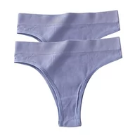 Majtki damskie - Stringi z wysokim stanem 2 szt. - Niebieski + niebieski L/XL - miniaturka - grafika 1