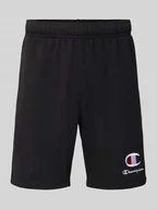 Spodenki męskie - Szorty z dzianiny dresowej z wyhaftowanym logo i elastycznym pasem - miniaturka - grafika 1