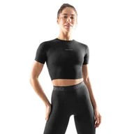 Koszulki sportowe damskie - Damska koszulka treningowa crop top z krótkim rękawem Fitness Siroko Sculpt - miniaturka - grafika 1