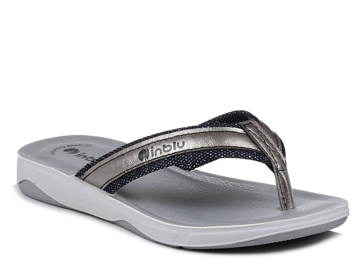Japonki klapki damskie sportowe na lato czarne srebrne Inblu DD-13 -36