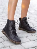 Botki damskie - Rieker Botki damskie ocieplane na platformie Red bordowe-39 - miniaturka - grafika 1