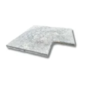 Inne materiały budowlane - Trawertyn 3 cm Kamień brzegowy Silver Greige Ash | Obrzeża do basenu Bullnose narożnik - miniaturka - grafika 1