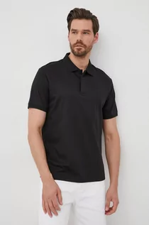 Koszulki męskie - Calvin Klein polo bawełniane kolor czarny gładki - grafika 1