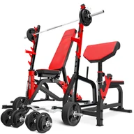 Ławki treningowe - Zestaw do treningu siłowego Marbo Sport ławka regulowana i stojaki pod sztangę - miniaturka - grafika 1