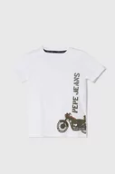 Koszulki dla chłopców - Pepe Jeans t-shirt bawełniany dziecięcy ROBERT kolor biały z nadrukiem - miniaturka - grafika 1
