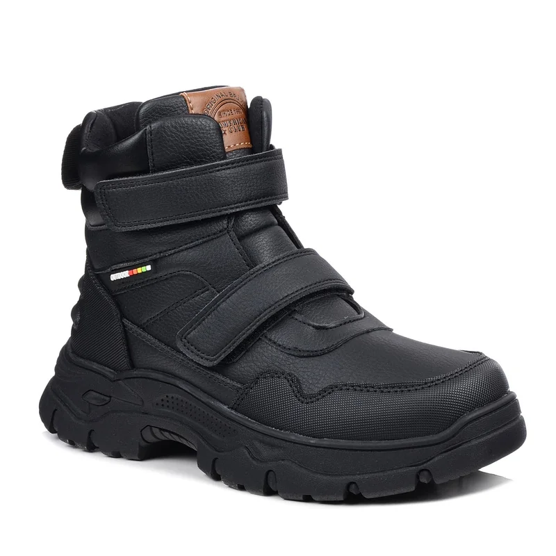 Buty dziecięce chłopięce zimowe na rzepy czarne American Club XD 15837