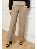 Spodnie damskie - Fleur de Lin Lniane spodnie "Astrid" w kolorze szarobrązowym - miniaturka - grafika 1