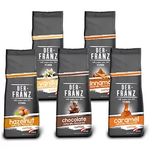 Der-Franz kawa Pack mielona, aromatyzowana, 5 x 500 g (1 x Laskowy, 1 x Waniliowym, 1 x Czekoladowym, 1 x Cynamonowym, 1 x Karmelowym) - Kawa - miniaturka - grafika 1