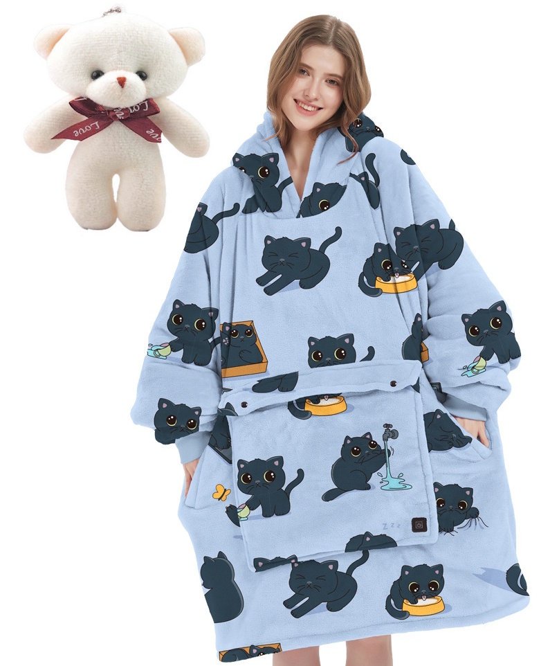 OGRZEWANA KOCOBLUZA KOTY+MIŚ BLUZA OVERSIZE KAPTUR NA LATO na USB 35°-55