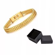 Bransolety męskie - Bransoletka Męska Złota Pleciona Dwurzędowa Stal Chirurgiczna Na Prezent - miniaturka - grafika 1