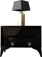 Szafki nocne - MEGSTYL SZAFKA NOCNA 61CM Z 2 SZUFLADAMI NA CZARNYCH NÓŻKACH - EVEL 4 Czarny mat - Czarny połysk - miniaturka - grafika 1