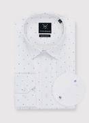 Koszule męskie - Biała koszula w mikrowzór - miniaturka - grafika 1