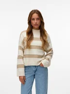 Swetry damskie - Vero Moda Sweter w kolorze beżowym - miniaturka - grafika 1