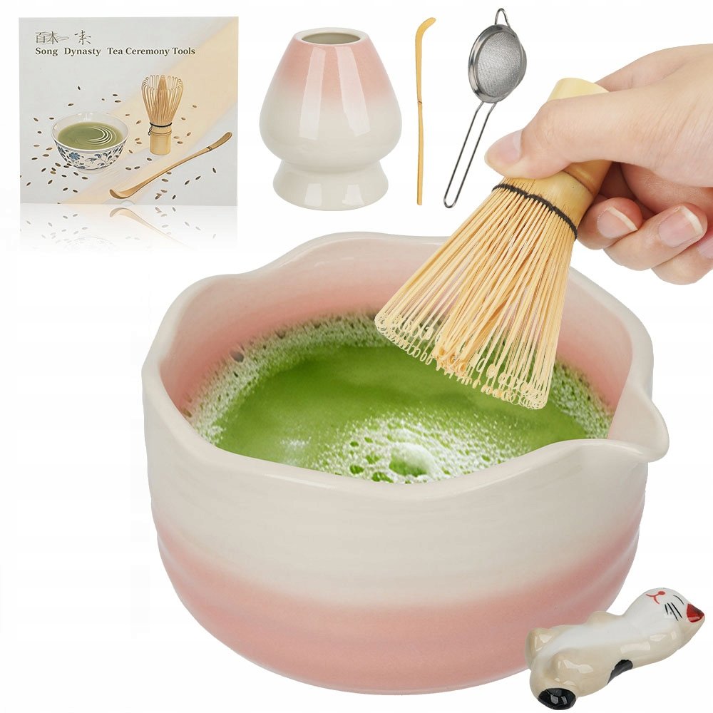 Zestaw Do Matchy Ceramiczna Czarka Bambusowy Chasen Sitko