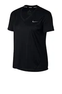 Koszulki i topy damskie - Nike W Nk Miler Top Vneck T-shirt damski czarny Black/Reflective Silver X-S - miniaturka - grafika 1