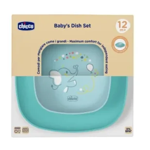 Chicco Zestaw 2 talerzy turkusowy 12m+ - Miseczki i talerzyki dla dzieci - miniaturka - grafika 1