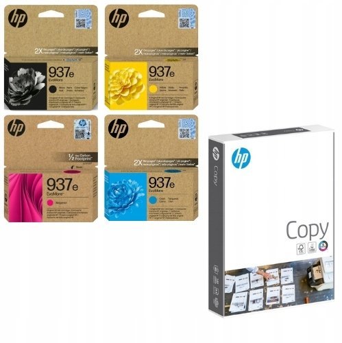 Tusz HP Zestaw tuszy 937e + Papier ksero Copy 4S6W9NE+4S6W8NE+4S6W7NE+4S6W6NE+HP-005318