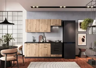 Stolkar Zestaw mebli kuchennych ANIKA dł. 2m grafitowy/dąb artisan STOLKAR - Szafki kuchenne - miniaturka - grafika 1