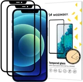 Szkła hartowane na telefon - Wozinsky zestwaw 2x super wytrzymałe szkło hartowane Full Glue na cały ekran z ramką Case Friendly iPhone 12 Pro / iPhone 12 czarny - miniaturka - grafika 1