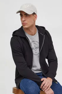 Bluzy męskie - Pepe Jeans bluza bawełniana Joe męska kolor czarny z kapturem gładka - grafika 1