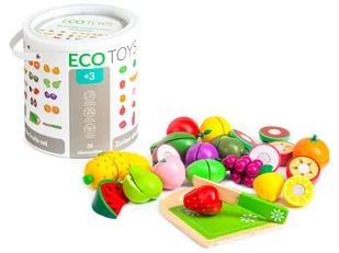 EcoToys Drewniane owoce do krojenia 20szt  974 - Klocki - miniaturka - grafika 1