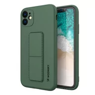 Etui i futerały do telefonów - Wozinsky Kickstand Case elastyczne silikonowe etui z podstawką iPhone 12 Pro ciemnozielony - miniaturka - grafika 1